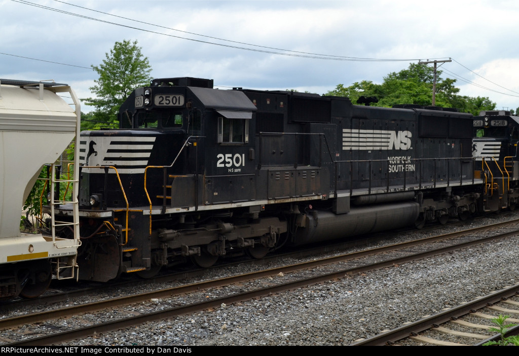NS SD70 2501 trails third out on 39G